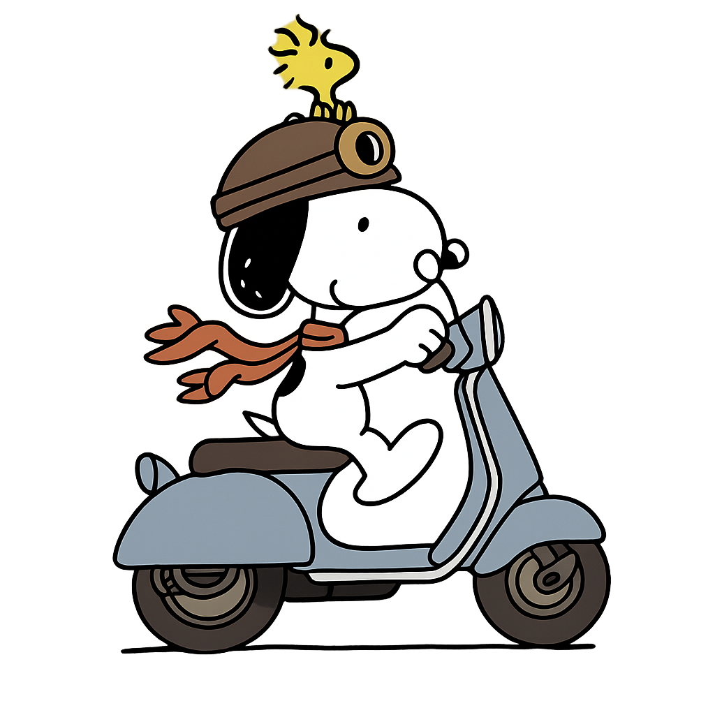 Snoopy on a scooter
